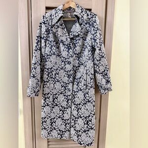 Depeche Mode Italy Elegant Denim Floral Trench Coat M Size 48 $699